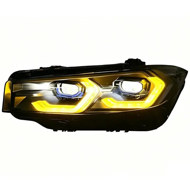 Amber G28 headlight assembly shown from the front.